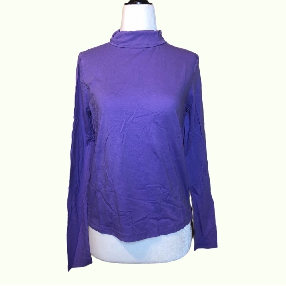 🧡 XS 🧡 NWT Anthro Top Light Layer Turtleneck Purple Long Sleeve